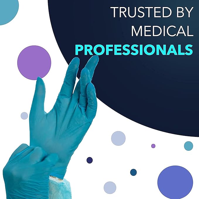 Style Setter Powder-Free Nitrile Disposable Exam Gloves, Industrial Medical Examination,Latex Free Rubber,Non-Sterile,Food Safe,Textured Fingertips,Ultra-Strong,Pack of 10(1000 PCS),Blue - Size Large