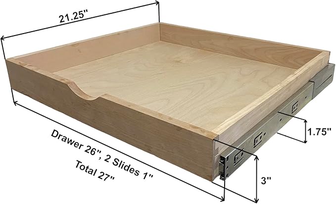 COUVER DIY Non-Assembled Birch Wood, Pull-Out Cabinet Organizers, Under Sink Organizers for Bathroom & Kitchen, Cabinet Slide-Out Organizers and Storage, Soft Closed Rail, 27 inch