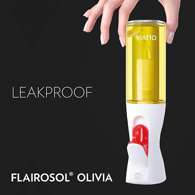 OLIVIA Oil Sprayer for Cooking, 2 Pack Olive Oil Spray Bottle130ml Glass Oil Sprayer Mister for Salad, BBQ, Continuous Spray with Portion Control