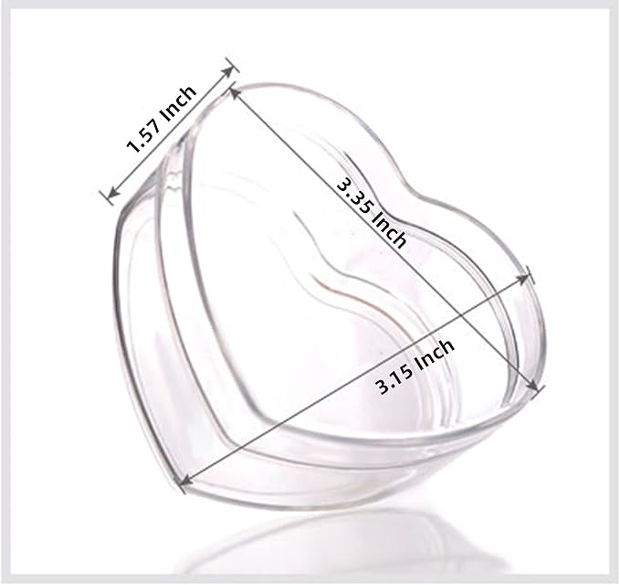 KissYou Acrylic Box with Lid Heart Shaped Box Small Containers with Lids 24 Pieces Heart Box Easter Clear Candy Jewelry Storage Box