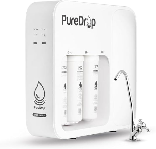 PDR-100RO 3-Stage Under Sink Reverse Osmosis Drinking Water Filtration System, 100 GPD Fast Flow Built-in Tank RO Water Filter System, Reduce PFAS