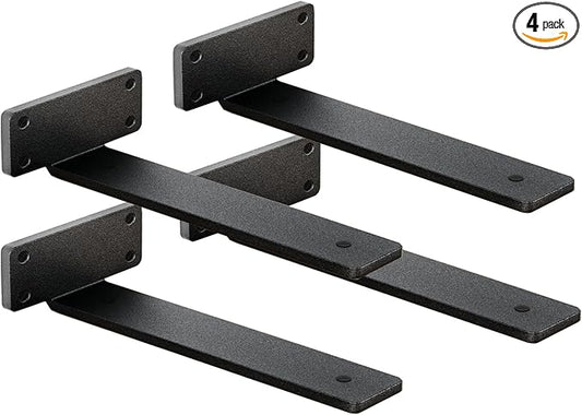 4 Pack Shelf Brackets 14 Inch Floating Shelf Bracket 1/5 inch Thick Heavy Duty Hidden Shelf Brackets Iron Metal Brackets for Shelf Support with Screw Included