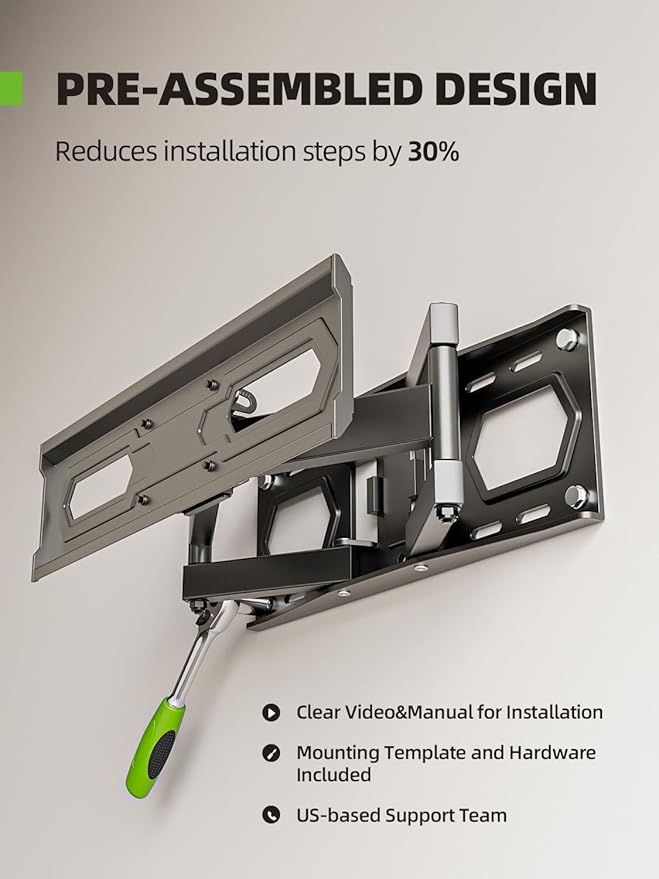 USX MOUNT TV Wall Mount for 32-70 inch Flat Screen/LED/4K up to 110lbs, Full Motion TV Mount Bracket with Swivel & Tilt Articulating Dual Arms, Max VESA 400x400mm, Fits 12/16" Wood Studs