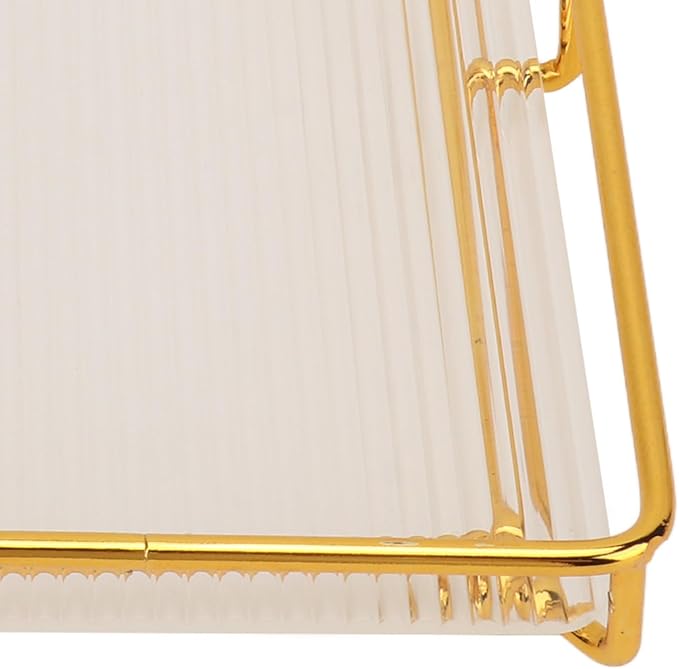 Restokki Bathroom Countertop Tray Stainless Steel Acrylic Modern Minimalist Design Storage Shelf Vanity Tray for Cosmetics Living Goods (Gold Single Layer Large Size)