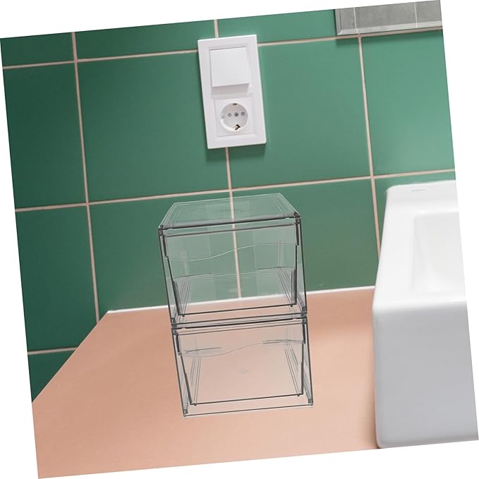 2pcs Acrylic Makeup Organizer Stackable for Desktop Storage for Cosmetic Organization and Bathroom Accessories