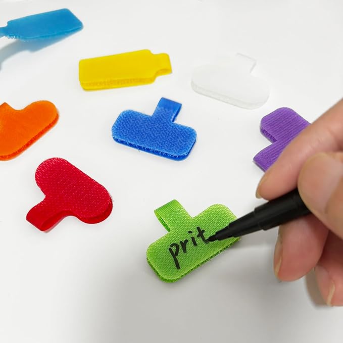32 Pcs Multi-Color Write On Cord Labels, Assorted Colors, 1.5" x 0.67" for Electronics, Computers Cable Management and Identification