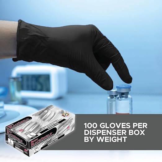 BioSkin Nitrile Exam Grade Disposable Gloves, 4 Mil - Large | Powder-Free, Chemical + Puncture Resistant, Textured | for Medical, Industrial, Janitorial, Food Service (Box of 100)