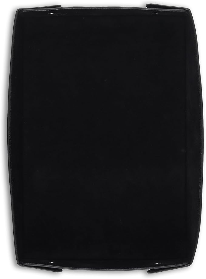 Valet Vegan Leather Tray Desk Tray Organiser Mobile Organiser Organiser for Office, Home, Living Room Button Opening Water Resistent-Black