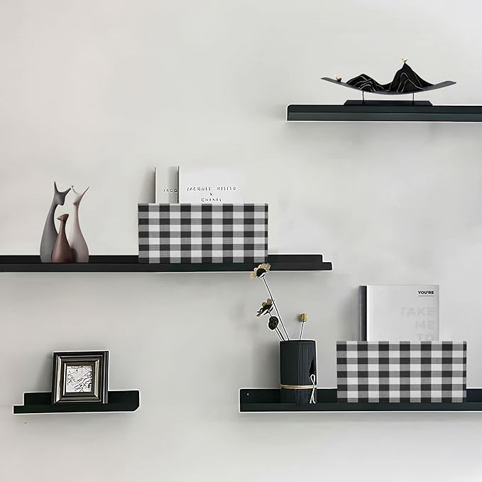 Kcldeci Black and White Plaid Storage Bins and Baskets for Organizing, Buffalo Check Plaid Sturdy Foldable Storage Baskets for Shelves, Closet, Nursery, Toy
