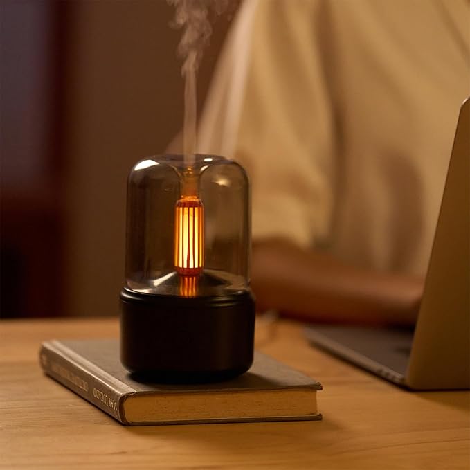 LONCIN Essential Oil Diffuser, 150ml Aromatherapy Diffuser with Auto Shut-Off Function, Ultrasonic Diffusers for Essential Oils, Cool Mist Humidifier with Warm Lights, for Home & Office-Black