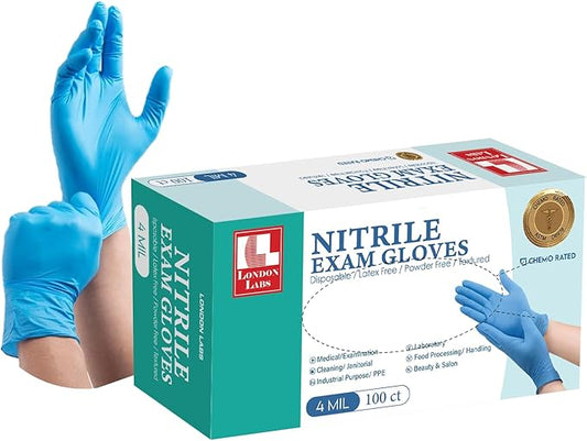 Nitrile Exam Gloves, 4 Mil Thick Chemo-Rated Disposable Gloves, Latex-Free & Powder-Free