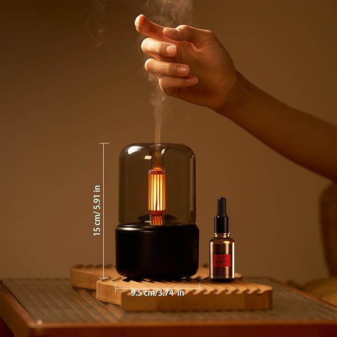 LONCIN Essential Oil Diffuser, 150ml Aromatherapy Diffuser with Auto Shut-Off Function, Ultrasonic Diffusers for Essential Oils, Cool Mist Humidifier with Warm Lights, for Home & Office-Black
