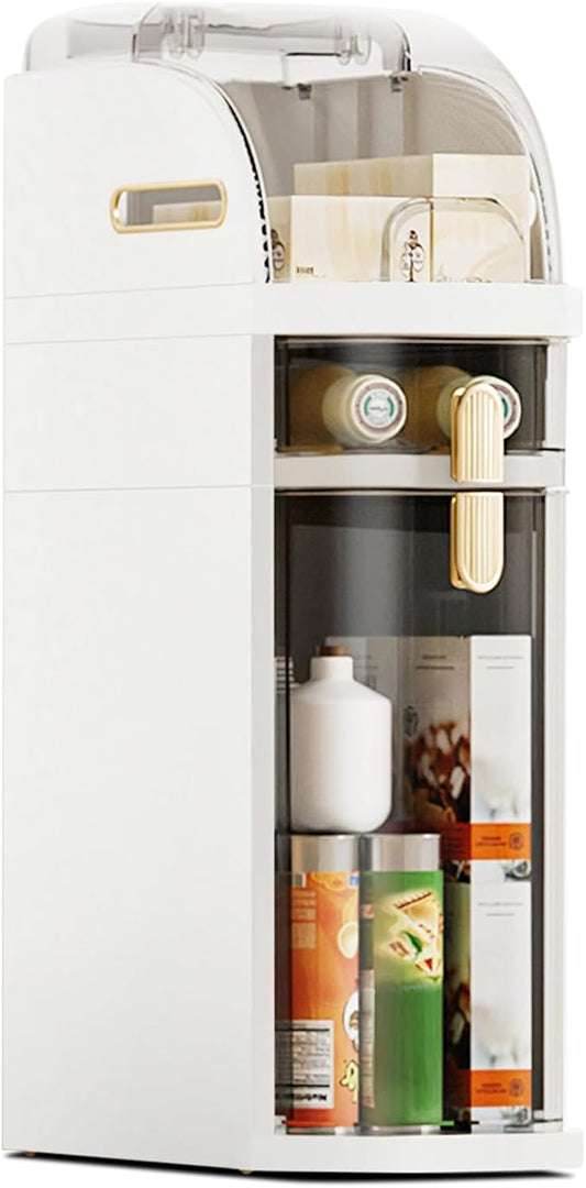 Ultra-Thin Bathroom Storage Cabinet with Wheels - 3-Tier Slim Narrow Organizer for Small Spaces, Transparent Drawers, Waterproof & Sturdy ABS+PP, No Assembly Needed for Bath, Bedroom, Kitchen