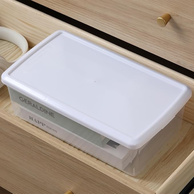 8 PCS Plastic Shoe Boxes Clear Stackable Storage Bins with Lids See-Through Rectangular Storage Boxes Durable Lidded Shoe Boxes for Home and Art Supplies (White)