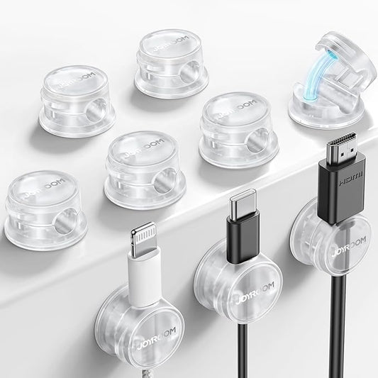 9 Pack Cable Management Cord Holder Organizer, JOYROOM Magnetic Cable Clips Adhesive Wire Keeper, Under Desk Cord Hider for Bedside Nightstand Table Desktop USB Wall Car Office Workspace Accessories