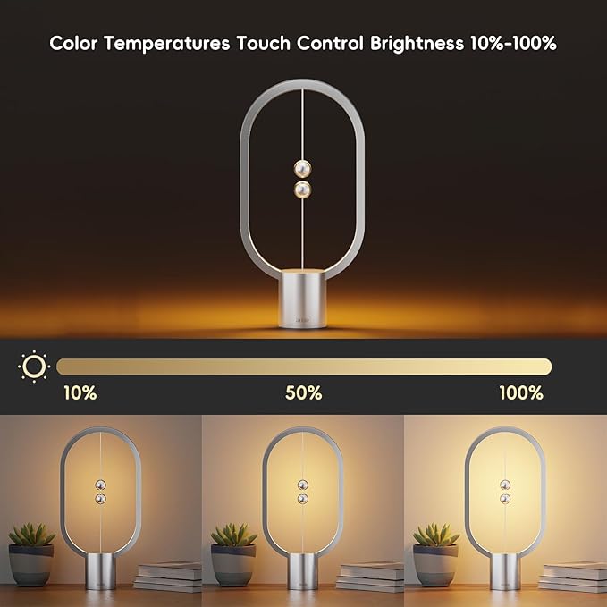 Balance Table Lamp - Rechargeable Bedside Lamp with Touch Dimmer
