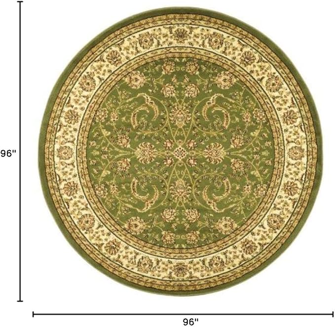 SAFAVIEH Lyndhurst Collection 8' Round Sage / Ivory LNH219B Traditional Oriental Non-Shedding Dining Room Entryway Foyer Living Room Bedroom Area Rug