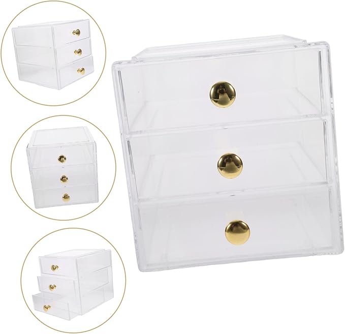 Stackable Three-layer Drawer Storage Box Modern Makeup Organizer Desktop Sundry Organizer Kitchen Countertop Lids