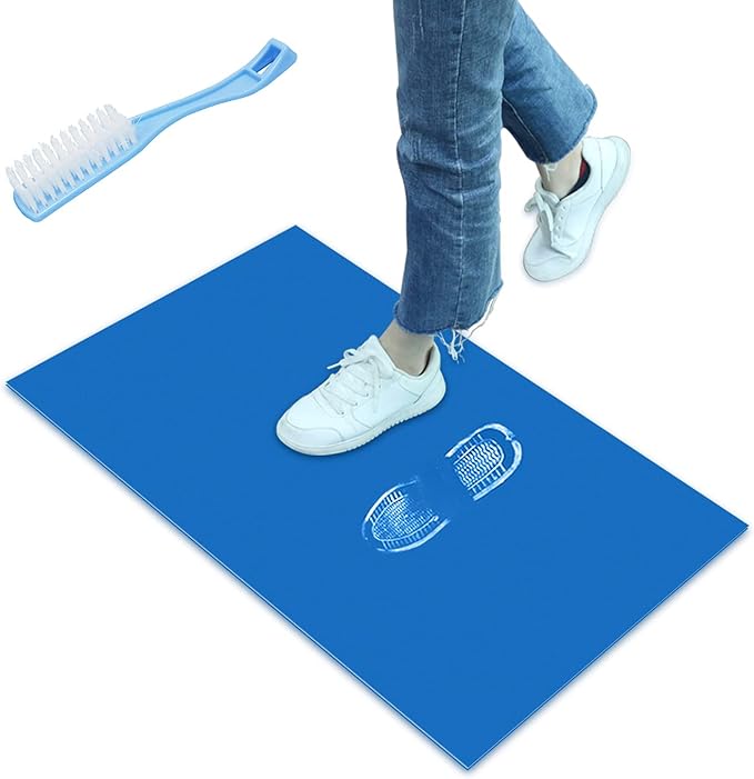 Sticky Mat, Reusable Adhesive Tacky Mat Floor Pad - Removes Dust, Dirt & Small Debris Sticky Floor Mat for Home Cleanroom Lab Hospital Construction Pets (23.6" x 35.5", Blue)