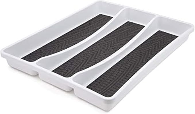 Copco Basics 6 Compartment Drawer Organizer, 15.7-Inch, White and Charcoal Gray