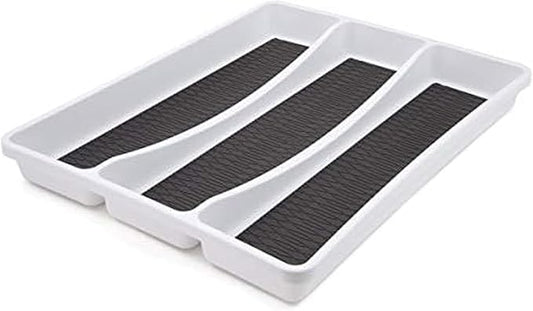 Copco Basics 6 Compartment Drawer Organizer, 15.7-Inch, White and Charcoal Gray