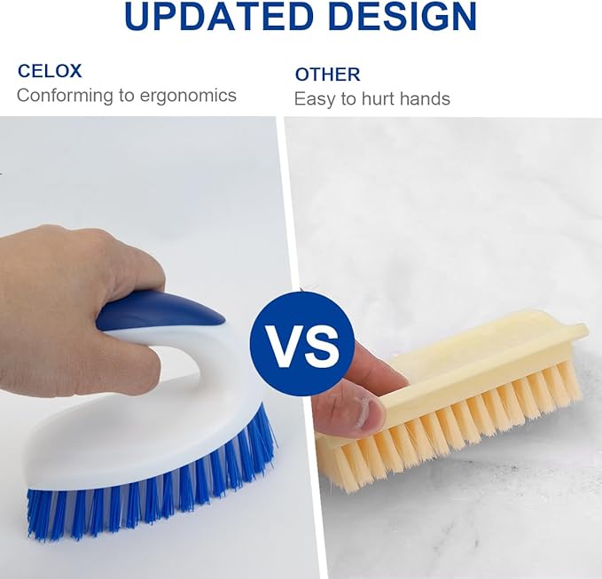 Carpet Cleaning Brush, Heavy Duty Scrub Brush with Handle and CELOX Stiff Bristle Brush for Cleaning