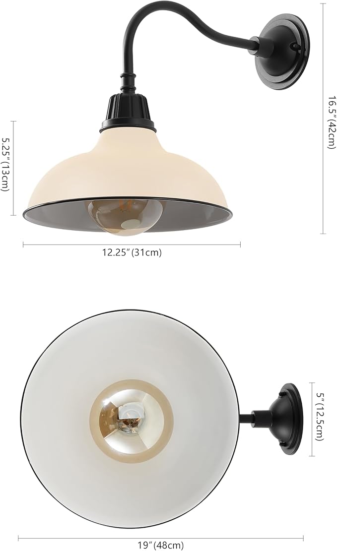 JONATHAN Y JYL7613M Aurora 12.25" 1-Light Farmhouse Industrial Indoor/Outdoor Iron LED Gooseneck Arm Outdoor Sconce for Entryway Lobby Kitchen Bathroom Bedroom Living Room Hallway, Matte Almond