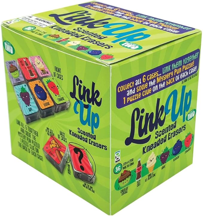 Raymond Geddes Link Up Scented Kneaded Erasers (Series Two - 36 Pieces) - 6 Moldable Eraser Designs with Snap Case - Fun Puzzle Kids Erasers
