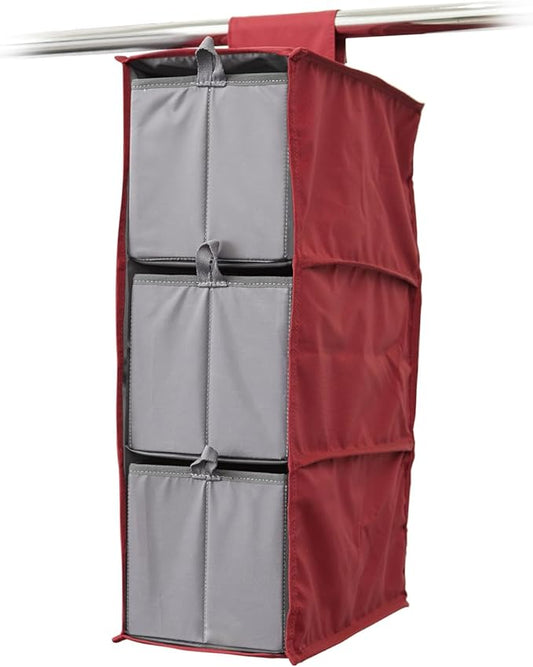 Covermates Keepsakes Hanging Shoe Organizer Set - Heavy Duty Material, Sturdy Interior Shelves, Includes Trays with Dividers - Closet Storage, Scarlett Red