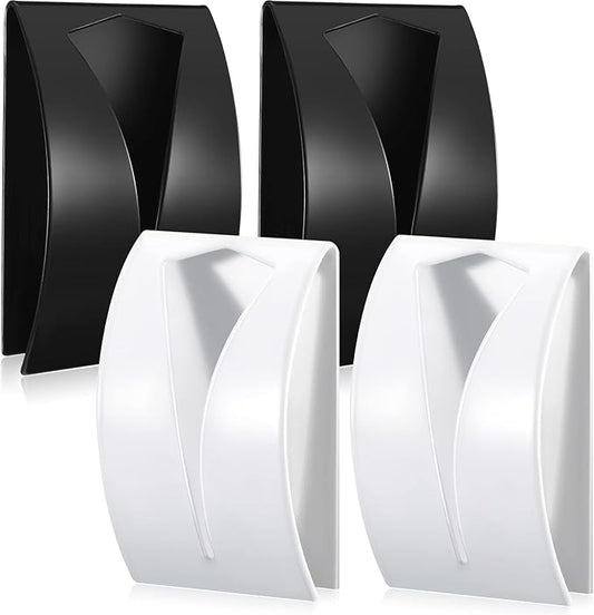 Boao 4 Pcs Self Adhesive Towel Hook Holder Grabber Stainless Steel Kitchen Dish Towel Hook Wall Mount Non Drilling Hangers Rack Hand Tea Holders for Bathroom Accesories Kitchen Gadgets(Black, White)