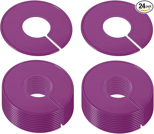 PATIKIL Clothes Dividers, 24 Pack Clothing Rack Size Dividers Blank Labels Sorting Round Separator for Closet, Purple