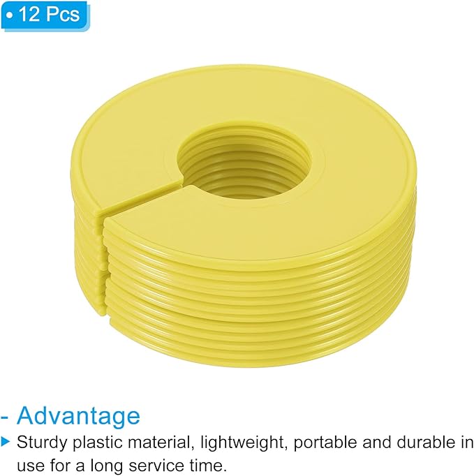 PATIKIL Clothes Dividers, 12 Pack Closet Clothing Rack Size Dividers Blank Labels Sorting Round Separator for Closet, Yellow