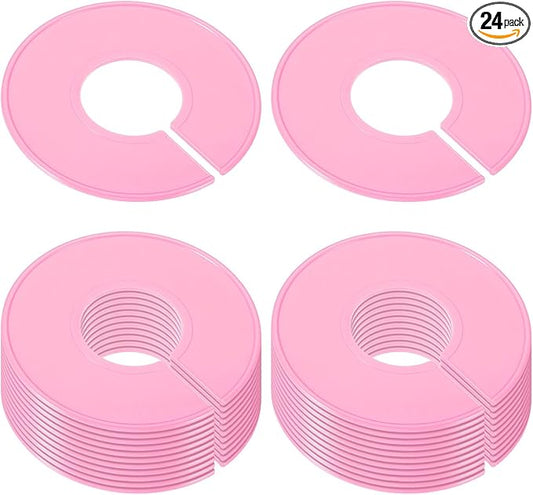 PATIKIL Clothes Dividers, 24 Pack Clothing Rack Size Dividers Blank Labels Sorting Round Separator for Closet, Pink