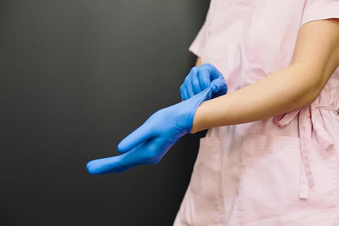 200 Count Nitrile Gloves Disposable Latex Free - Assorted Sizes Disposable Gloves, Cleaning, Kitchen, Fix, Food Prep, Protective(Blue, Large 100 Count + Medium 100 Count)
