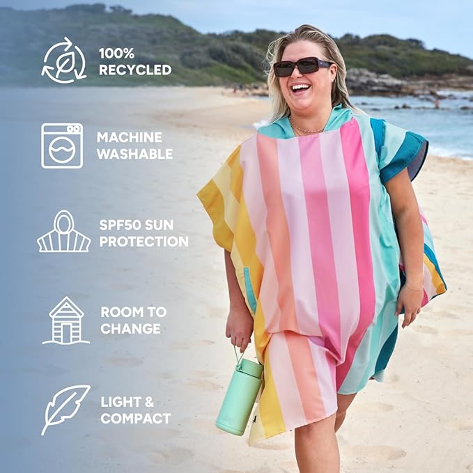 Dock & Bay Adult Poncho - Hooded Towel with Deep Pockets, Changing Robe - Quick Dry - Compact, Lightweight - Includes Bag