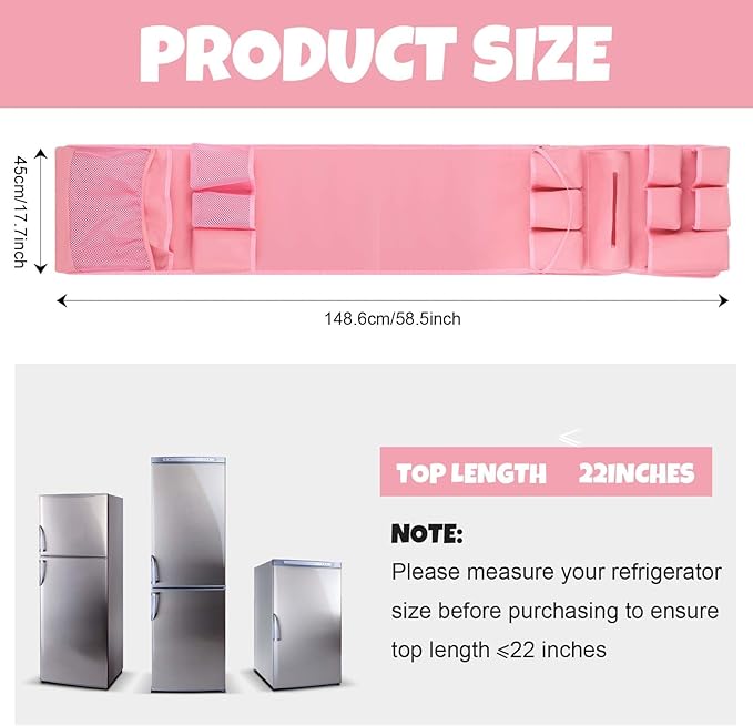 Weysat Mini Fridge Organizer Dorm Essentials Dust Cover with 14 Pockets for Most Household Refrigerators Hanging Mini Fridge Caddy Organizer Storage Bag for Dorm Office Kitchen Home School