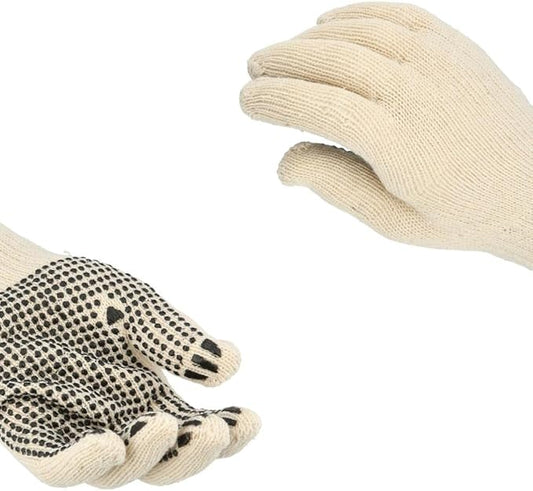 PackagingSuppliesByMail PSBM Cotton Work Gloves with Dotted Grip, Single Sided PVC Dots Provide Maximum Grip