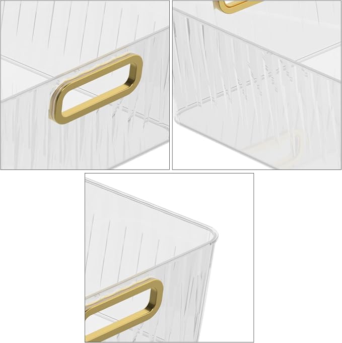 Vababa 4-Pack Clear Plastic Storage Bins, Clear Plastic Pantry Organizer Bins, Multi-use Organizer Bins