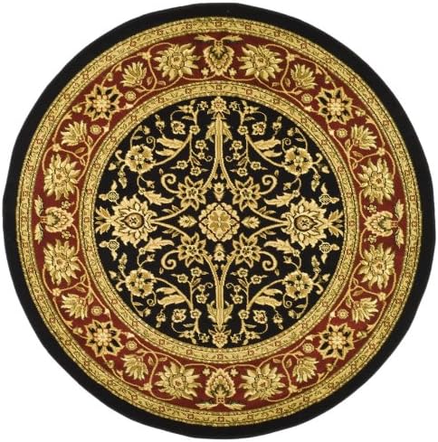 SAFAVIEH Lyndhurst Collection Area Rug - 5'3" Round, Black & Red, Traditional Oriental Design, Non-Shedding & Easy Care, Ideal for High Traffic Areas in Living Room, Bedroom (LNH212G)