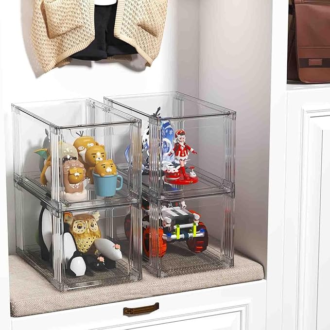 2Pack/4Pack Large-Capacity Stackable Storage Drawers for Organizer,Clear Acrylic Ample Bins,Easily Assemble,for Bathroom Closet/Kitchen Cabinets/Vanity/Undersink/Pantry Organization (2)