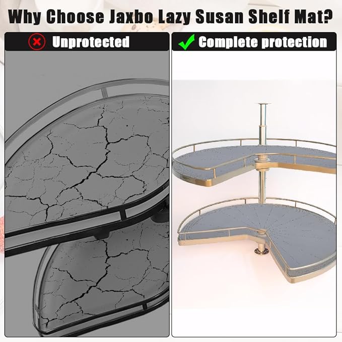 2 PCS 28" Lazy Susan Shelf Liner, Jaxbo Silicone Lazy Susan Liner for Dual Tier Pie Cut Organizer,Non-Slip Thermal Protection Mat