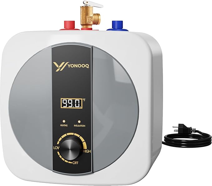 2.5 Gallon Mini Tank Water Heater Electric, 1500W 110V/120V, Under Sink Water Heater with Digital Display & Pressure Relief Valve, Hot water heater for Kitchen Bathroom RV Camper