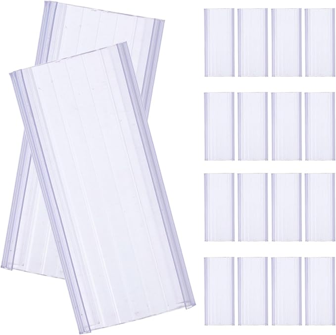 30pcs Clear Removable Label Clips for Wire Shelves and Storage Bins Plastic Tag Holders for Easy Organization Baskets Refrigerators and Pantry