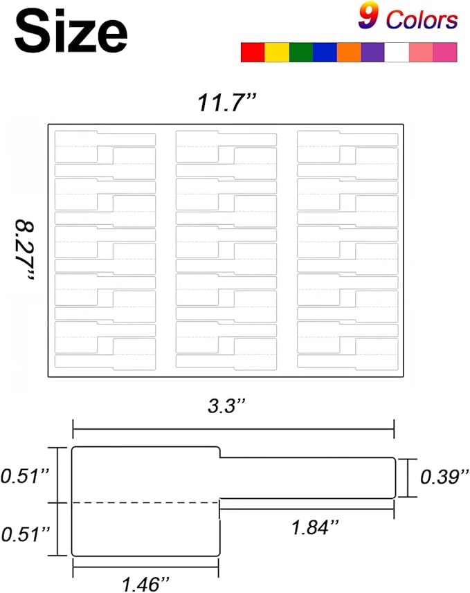 270 Pcs Cable Labels - 9 Colors, Waterproof, Self-Adhesive, Tear Resistant Wire Labels for Electronics & Laser Printer