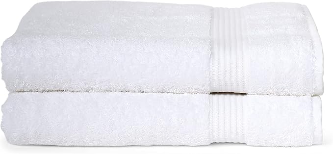 TowelSelections Soft and Absorbent Towels Cotton for Bathroom Hotel Shower Spa Gym, 2 Bath Towels White
