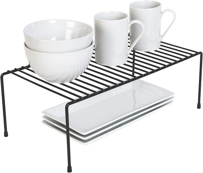 Smart Design Classic Storage Shelf – Large (8.5 x 16 in.), Black – Sturdy Steel Pantry Organizer with Rust-Resistant Finish and Non-Slip Feet for Easy Home Organization and Storage