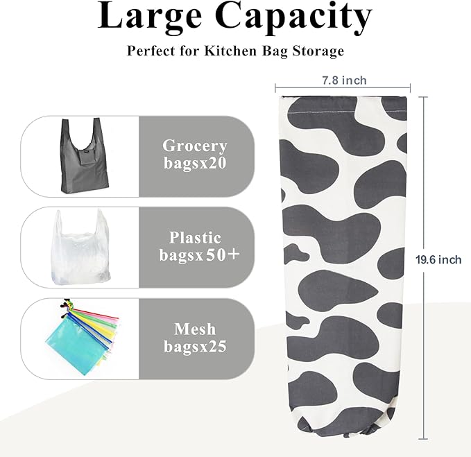 TOGETRUE Plastic Bag Organizer, Wall Mount Dispenser, Heavy Duty Grocery Storage, Hanging Shopping Holder for Home Kitchen (Black Spots)