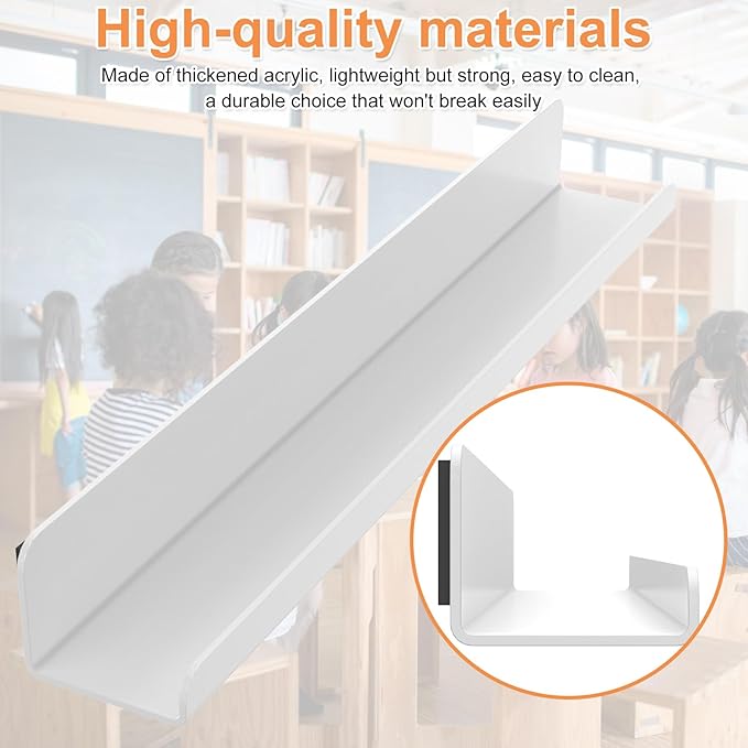 2 Pcs Magnetic Book Shelf for Whiteboard, Reusable Magnetic Book Holder and Pen Holder, Reusable Magnetic Shelves for Classroom, Office, Refrigerator, School Supplies