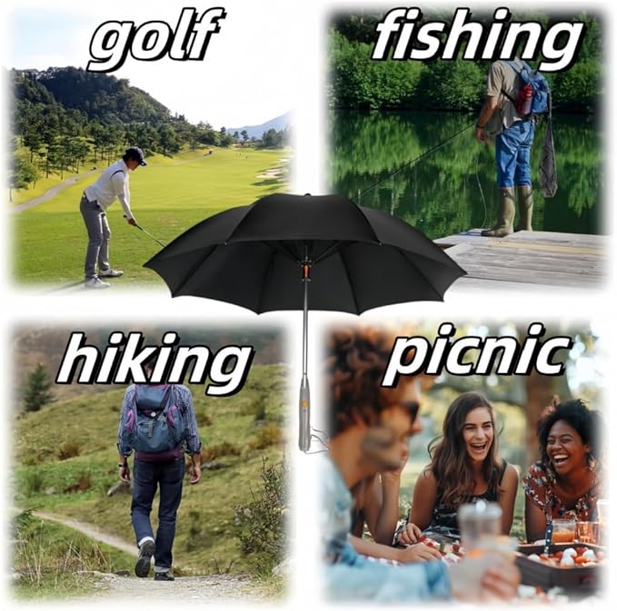 Umbrella with Fan & Mist Spray - Rechargeable UV Protective Cooling Umbrella for Patio, Beach, Travel — Portable Misting System & Detachable Water Bottle Included