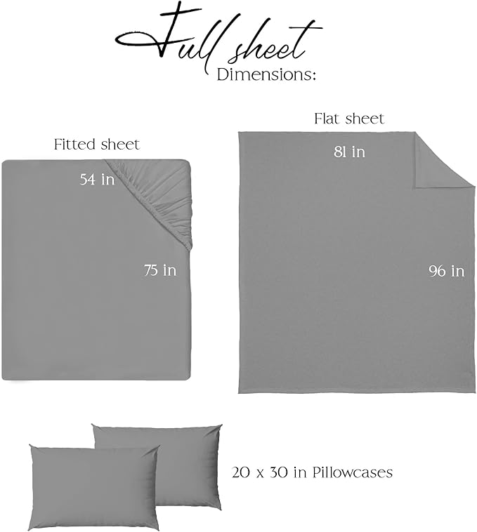 Northwest Ashford Home Essentials Bedding, 4 Piece Full Size Sheet Set, Glacier Gray